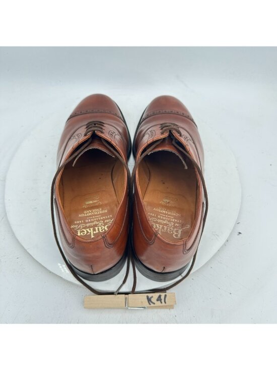Barker Men Sz 7 US 8 Brown Tan Leather Brogue Cap Toe Lace Up Oxford Dress Shoes main image 4